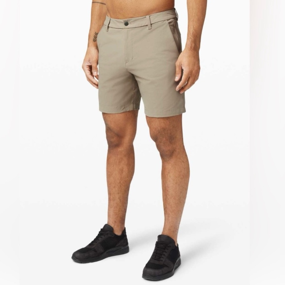 lululemon athletica Men's Commission Flat Front Shorts in Tan